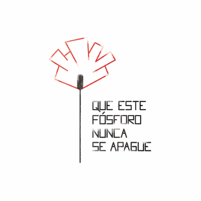 Desenho de fósforo estilizado com texto em português ao lado