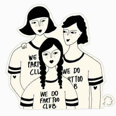 Ilustração preto e branco de três pessoas com t-shirts com texto divertido.