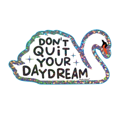Autocolante cisne holográfico com texto motivacional