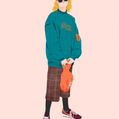 Ilustração de pessoa vestindo roupa casual colorida