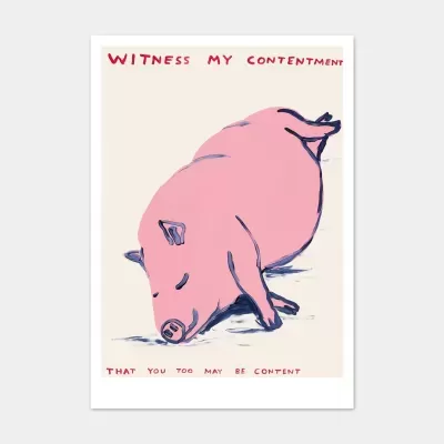 Ilustração de porco cor-de-rosa a dormir com texto em vermelho