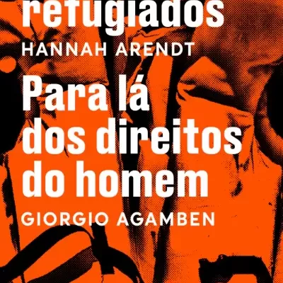 Capa de livro laranja com textos de dois títulos e autores.