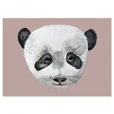 Ilustração da cabeça de um panda em quadro decorativo