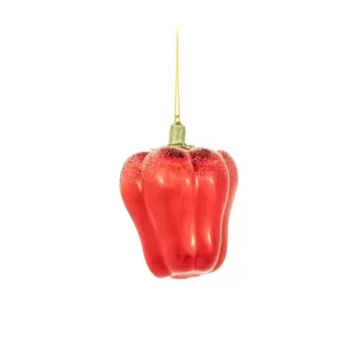 Enfeite pendente pimento vermelho com fio dourado