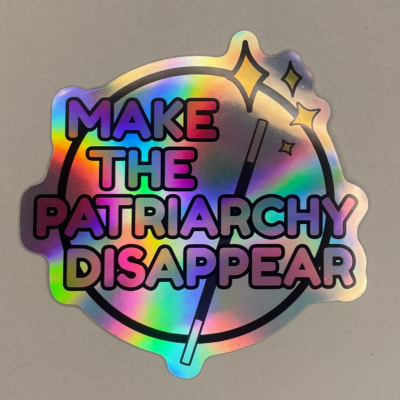 Autocolante holográfico com texto e desenho de varinha mágica