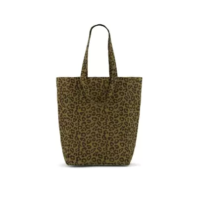 Saco tote com estampa animal print castanha e preta