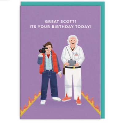 Cartão de aniversário com ilustração e texto em inglês