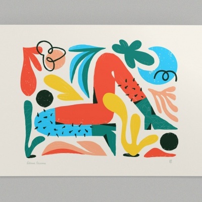 ilustração abstrata colorida com formas geométricas e orgânicas