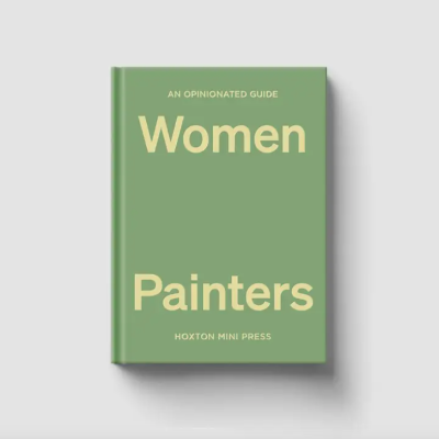 Livro verde de capa dura com texto amarelo claro 'Women Painters'