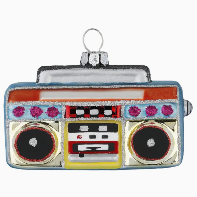 Enfeite de rádio antigo colorido com brilho para pendurar