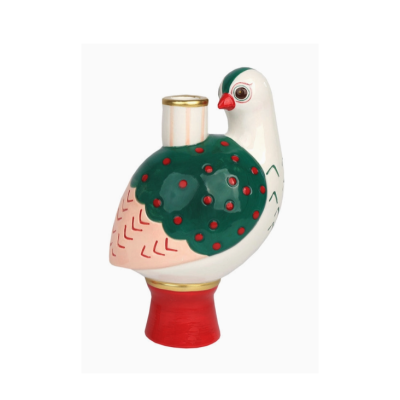 Figura decorativa em cerâmica de pássaro colorido