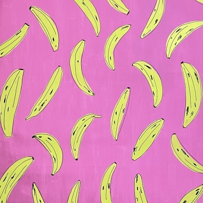 Padrão de bananas amarelas desenhadas sobre fundo rosa