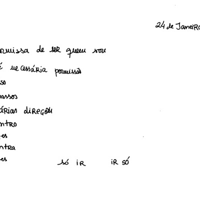 Nota manuscrita em papel branco com texto em português e data 24 de Janeiro, 2023