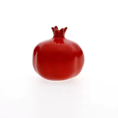 Fruto de romã decorativo vermelho em cerâmica
