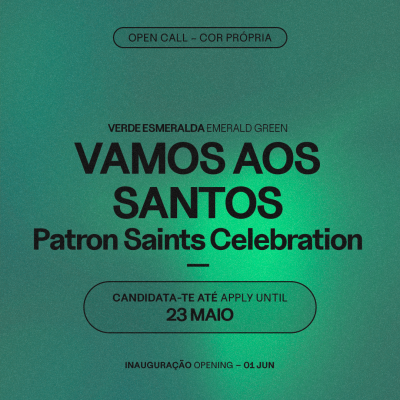 Fundo verde esmeralda com textos a preto e branco sobre evento Cultural.