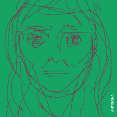 Capa de livro verde com desenho de rosto e texto em branco