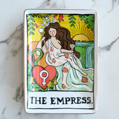 Prato decorativo retangular na temática da carta THE EMPRESS do tarô