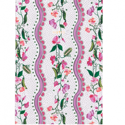 Capa de caderno floral com o texto 