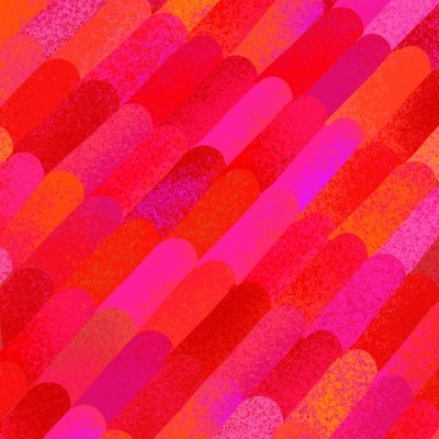 Padrão abstrato colorido com tons vermelhos, rosas e laranja em forma de escamas com textura granulada