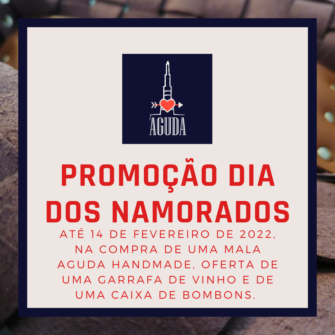 Cartaz promoção Dia dos Namorados da Aguda com oferta de vinho e bombons.