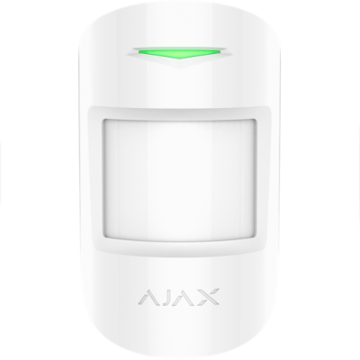 Detector de movimento branco AJAX visto de três ângulos diferentes