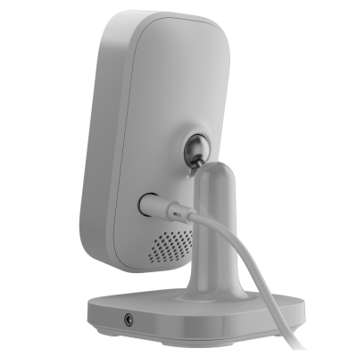 Câmara de vigilância branca com suporte e cabo