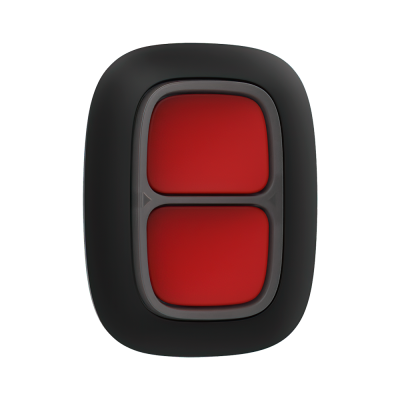 Tecla dupla vermelha com moldura preta, vista frontal