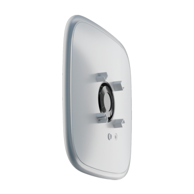 Suporte branco para espelho retrovisor de veículo em plástico com fixação central preta