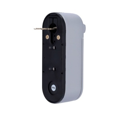 Fechadura eletrónica cinzenta com botão OPEN azul