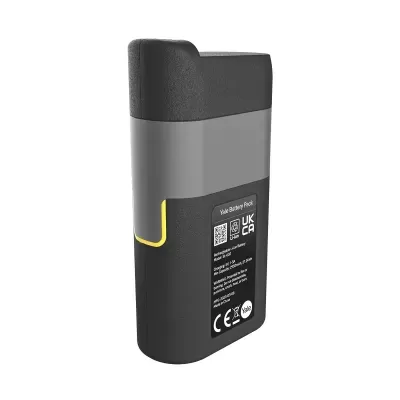 Bateria para bicicleta elétrica Yulu Battery Pack com etiquetas e cores preto, cinza e amarelo