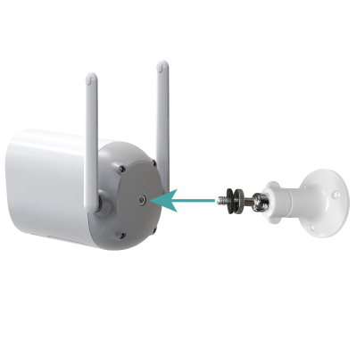 Câmara de vigilância branca com duas antenas e suporte de montagem separado