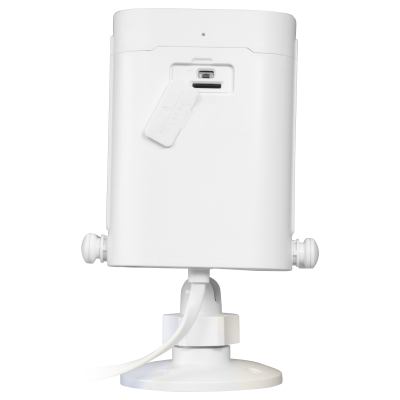 Câmara de vigilância branca com base de fixação e cabo