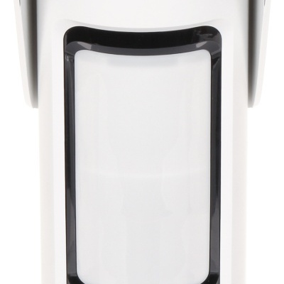 Sensor de movimento branco com visor preto e proteção superior