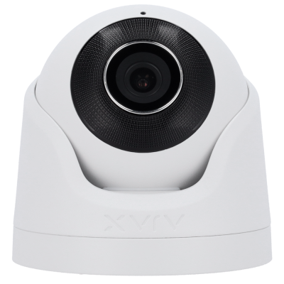 Câmara de vigilância dôme branca com lente preta e gravação XVRV