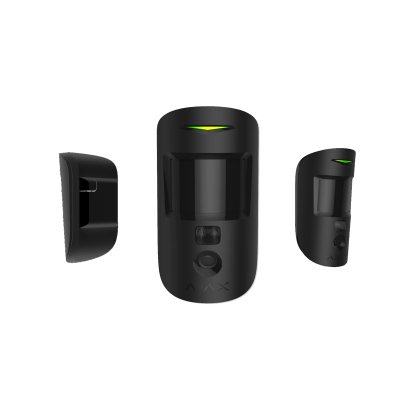 Sensores de movimento pretos em diferentes ângulos sobre fundo branco