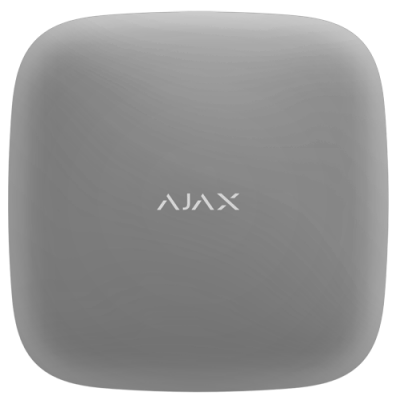 Dispositivo quadrado cinzento com texto branco 'AJAX'
