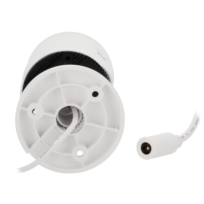 Dispositivo eletrônico branco com cabo e conector circular