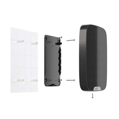 Fechadura eletrónica preta com teclado tátil numérico