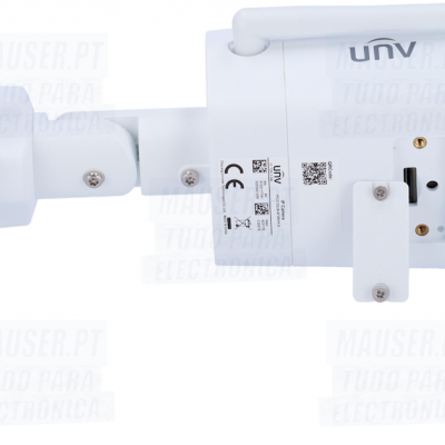 Câmara de vigilância branca com antena e base ajustável