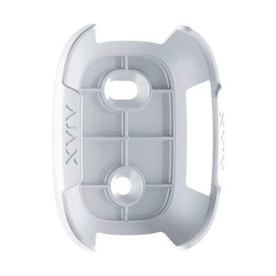 Capa de proteção plástica branca com recortes e texto XXAY nas laterais