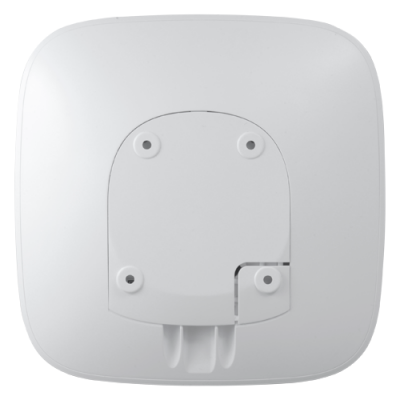 Dispositivo branco quadrado com placa central e parafusos