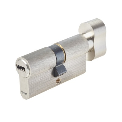 Fecho de porta cilindro metálico com botão giratório prateado