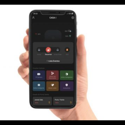 Smartphone com aplicação de controlo doméstico aberta