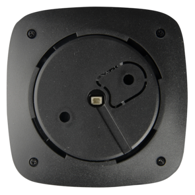Base preta quadrada em plástico com parafusos e botão central