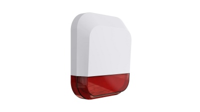 Alarme de segurança branco com base vermelha