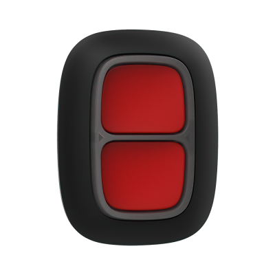 Tecla dupla vermelha com moldura preta, vista frontal