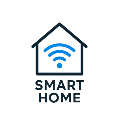 Ícone de casa com símbolo Wi-Fi e texto SMART HOME