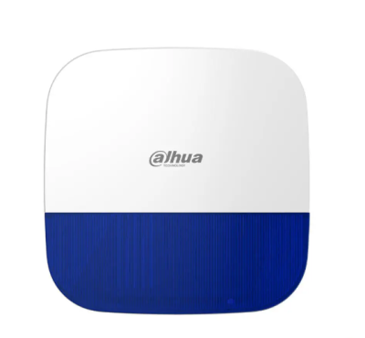 Alarme de parede Dahua branco e azul com textura de grelha