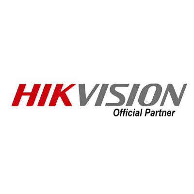 Logótipo HIKVISION Official Partner em fundo branco