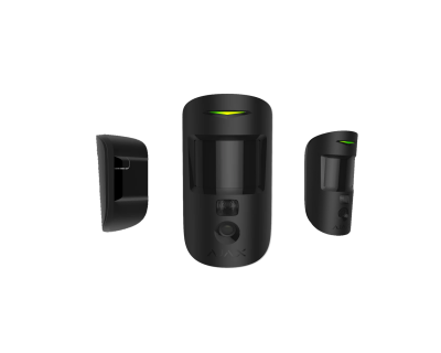 Sensores de movimento pretos em diferentes ângulos sobre fundo branco